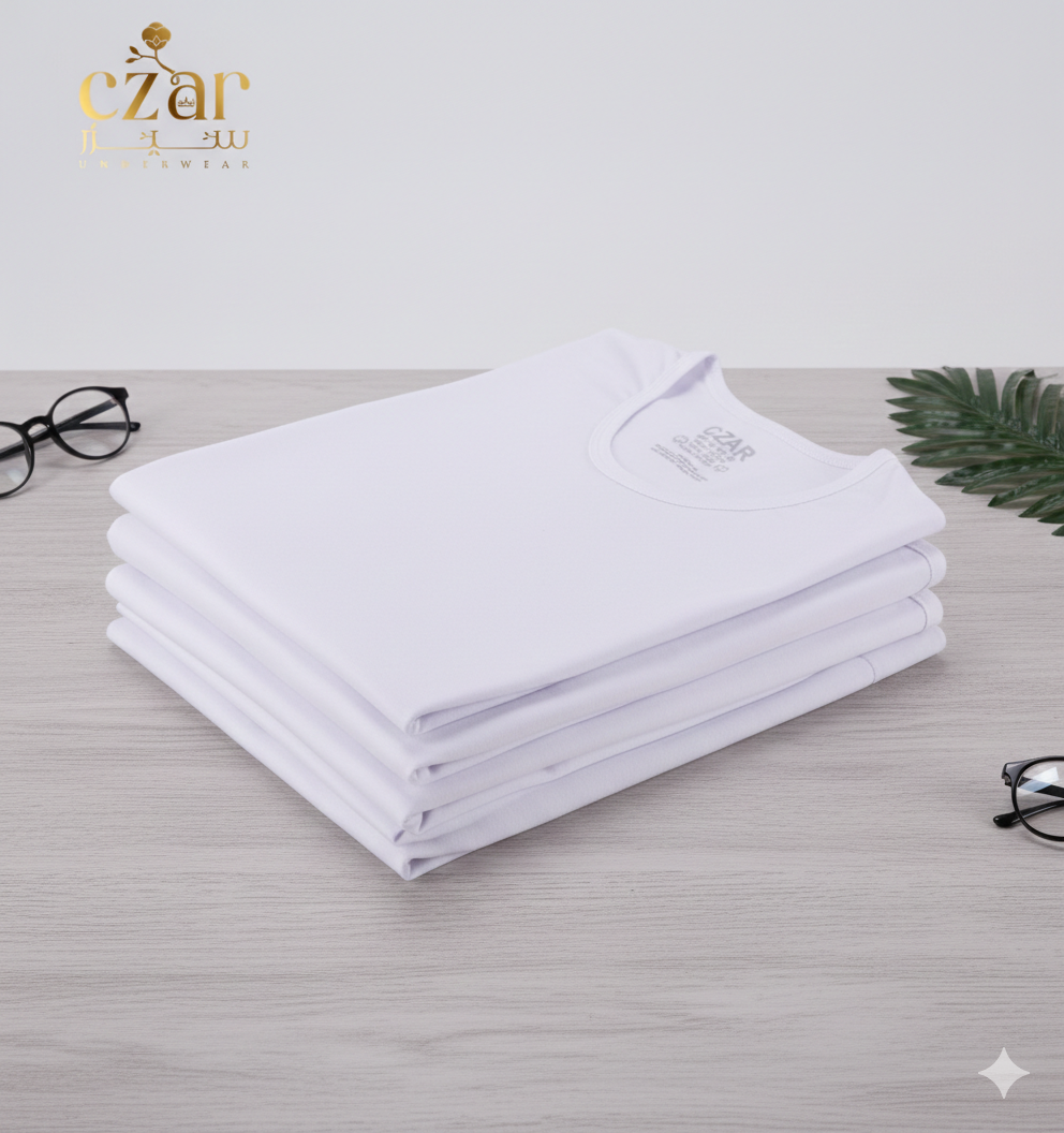نص دستة فانيلات نص كم ممشط قطن ( 6 قطع )