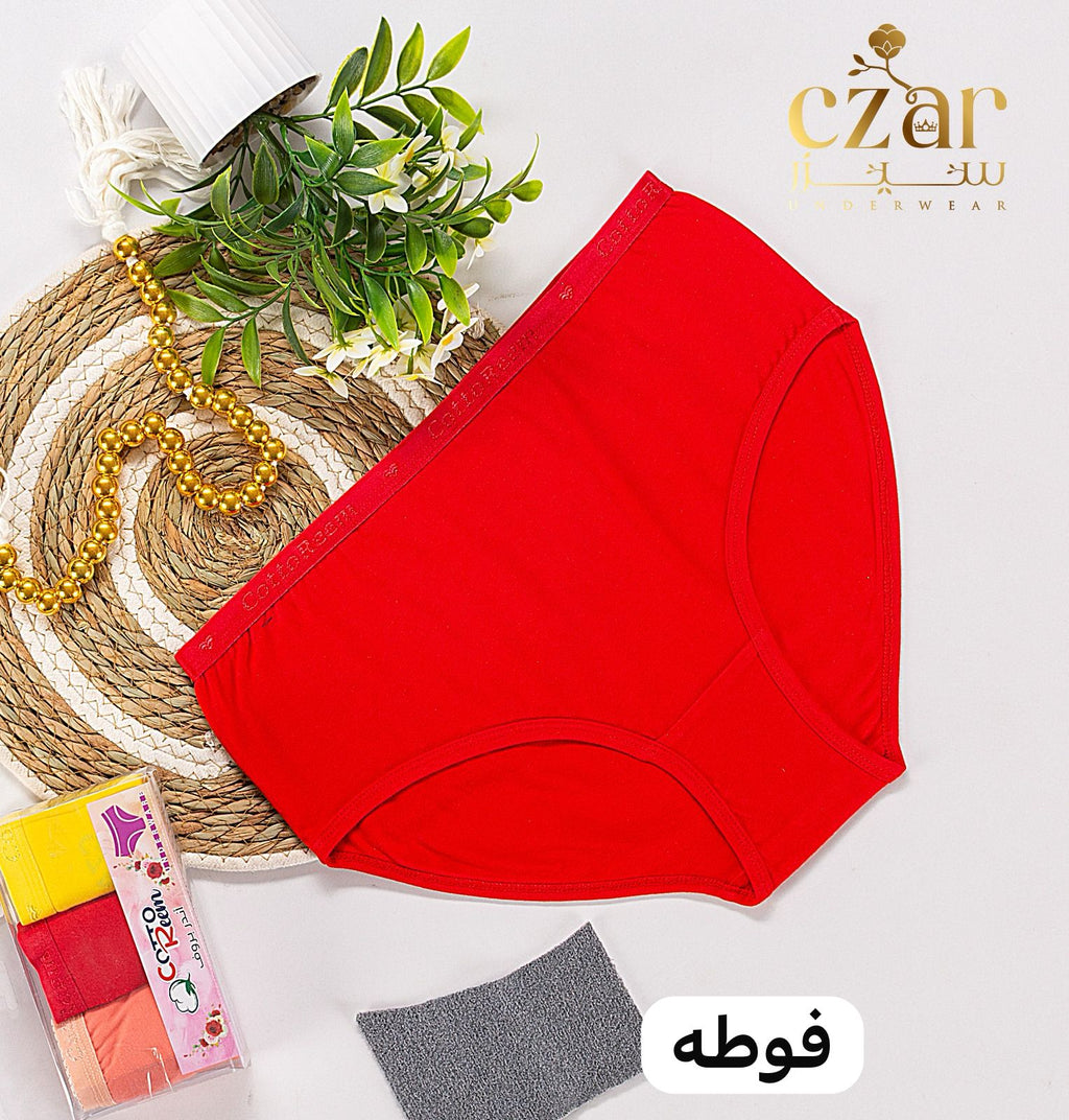 نص دستة اندر حريمي ساده قطن -ليكرا +فوطه داخليه  (٦ الوان مختلفة)