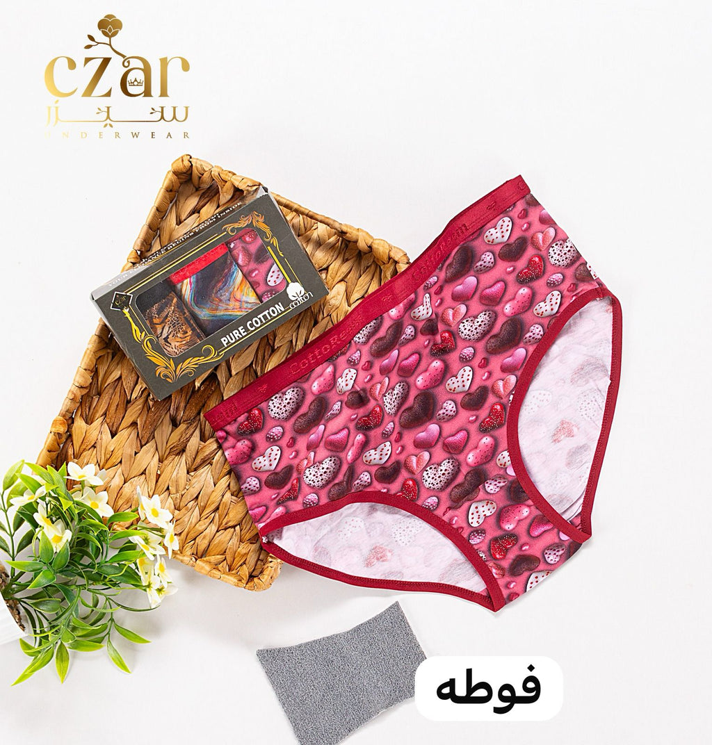 اندر حريمي مطبوع قطن -ليكرا +فوطه داخليه