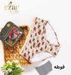 نص دستة اندر حريمي مطبوع قطن -ليكرا +فوطه داخليه( 6 الوان مختلفة)