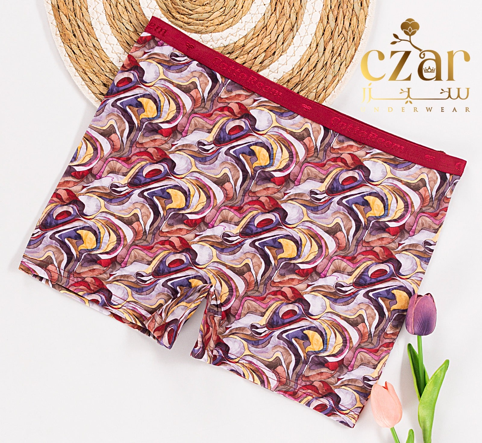 بوكسر حريمي قطن مطبوع - ليكرا