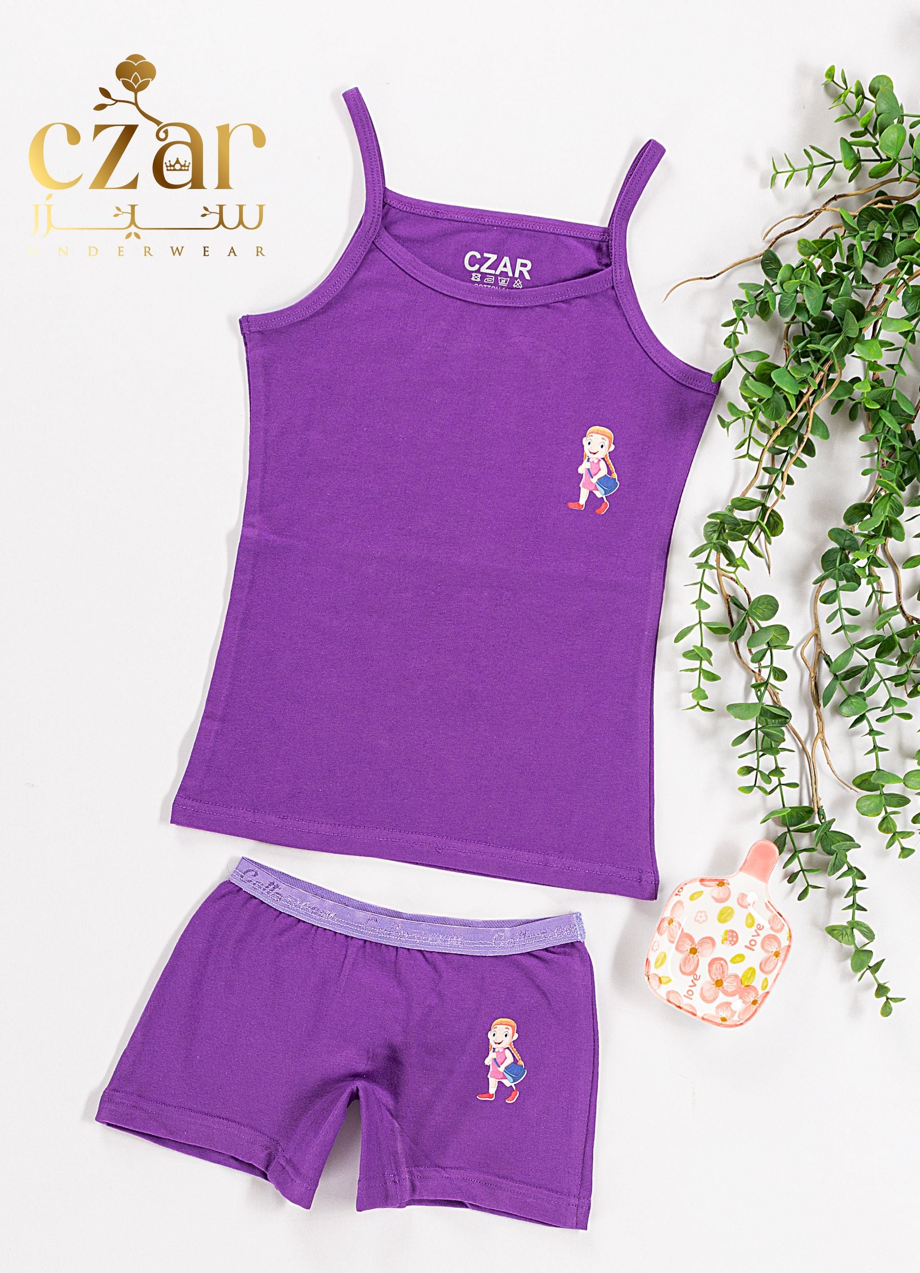 طقم بروتيل بناتي قطن ليكرا