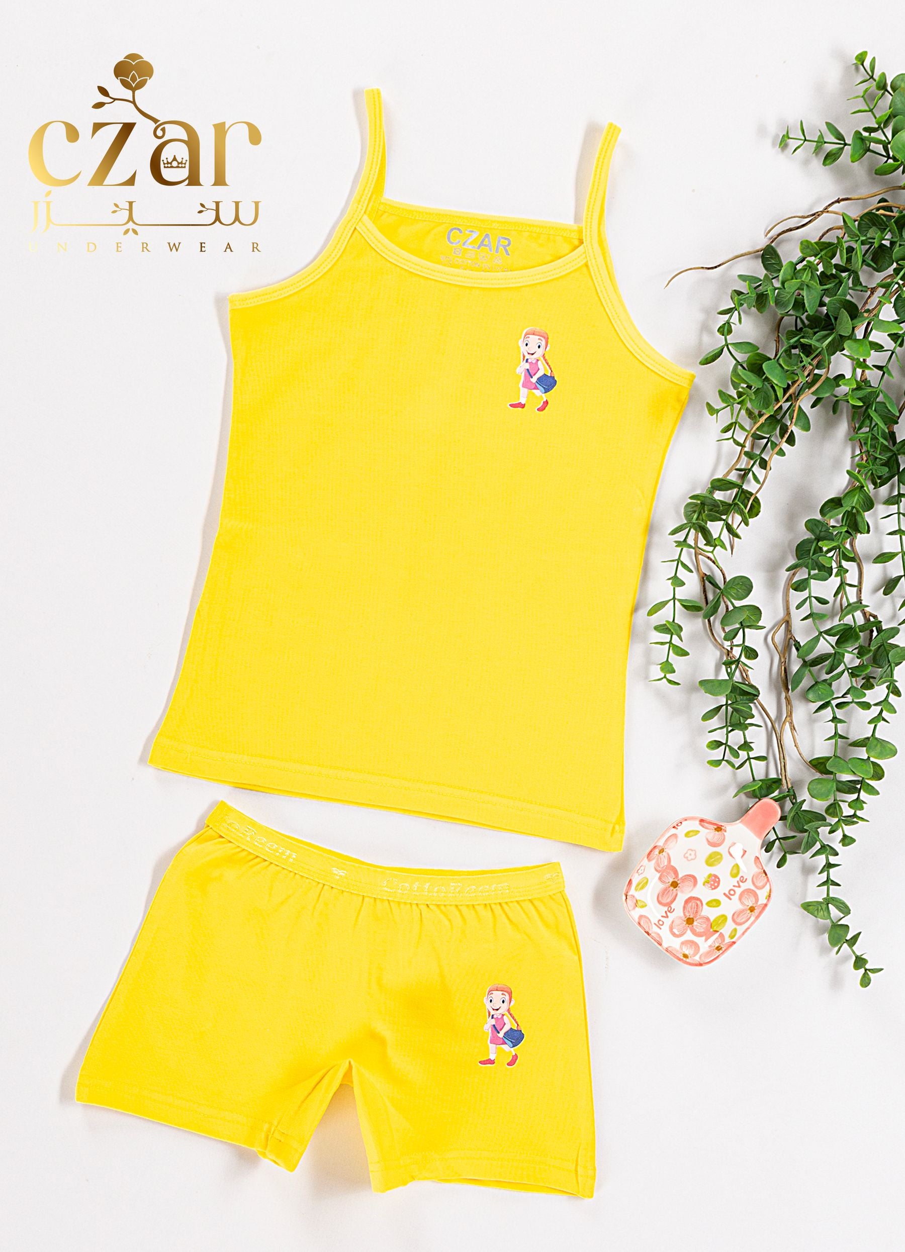 طقم بروتيل بناتي قطن ليكرا