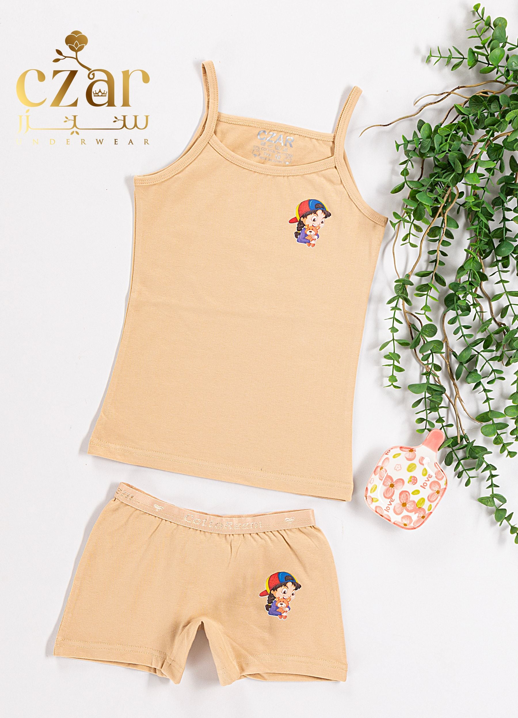 طقم بروتيل بناتي قطن ليكرا