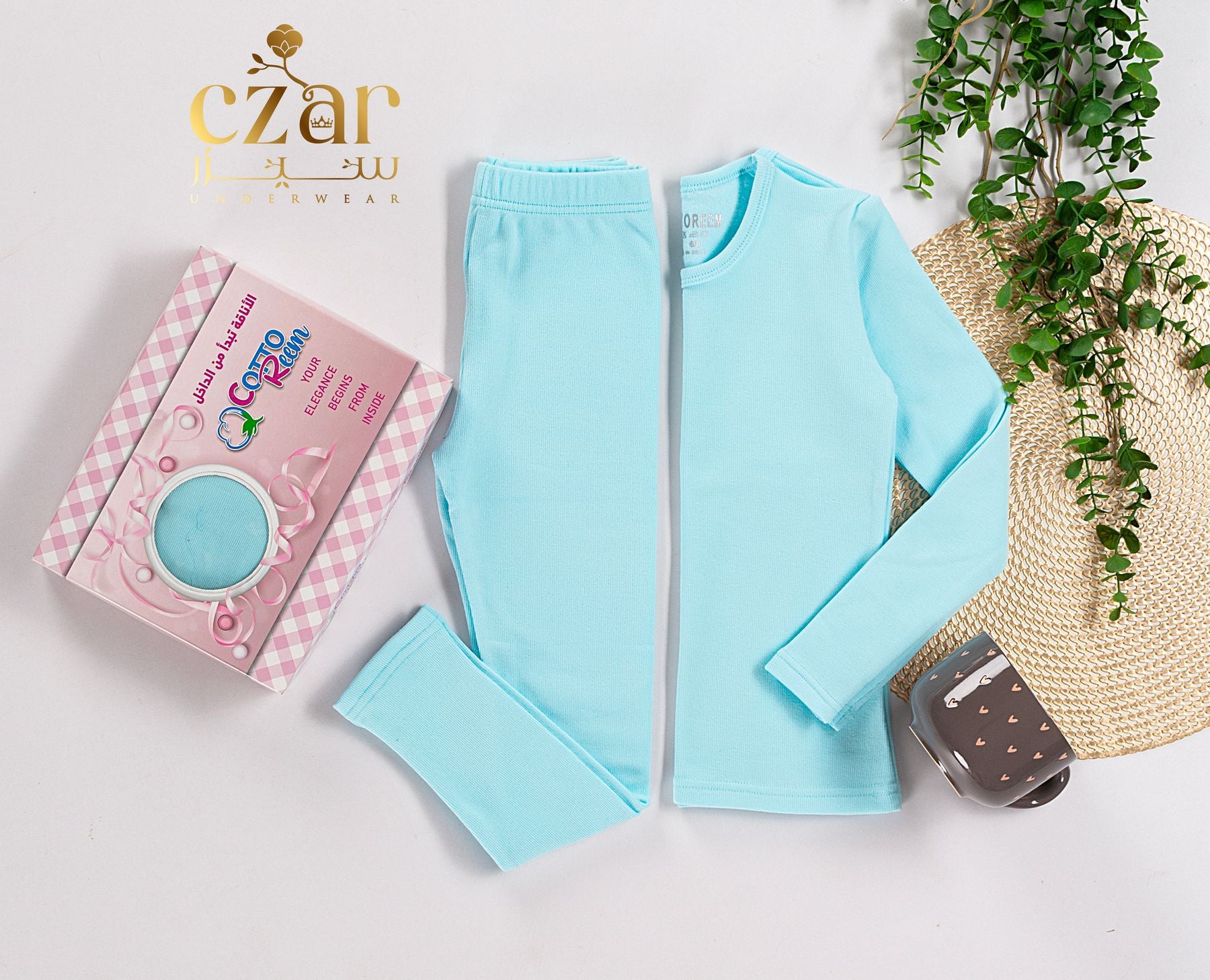 طقم دفايه بناتي قطن ليكرا